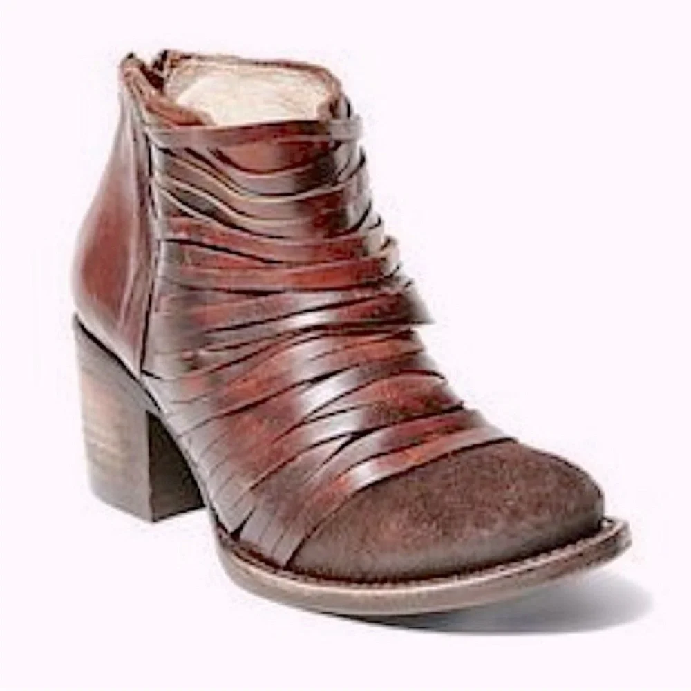 Freebird by Steven | Women’s Brown Leather/Suede Strappy Cain Ankle Boots Size 8 - Picture 15 of 15